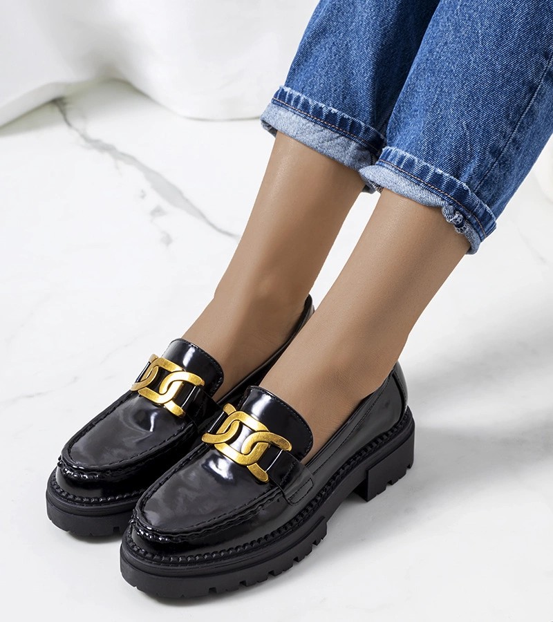 Moteriški odiniai bateliai juodi užmaunami – Mokasinai, bateliai
