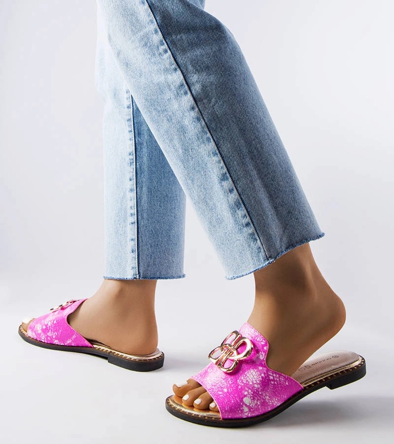 Moteriškos ekozomšinės šlepetės rožinės ant platformos – Šlepetės