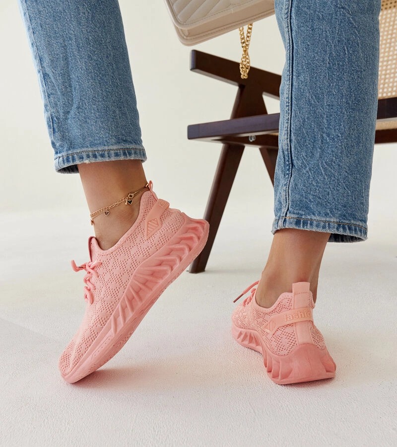 Moteriški medžiaginiai kedai rožiniai su raišteliais – Kedai